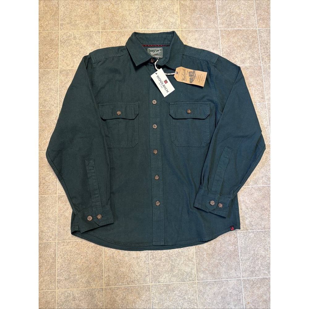 Woolrich Mens Green Label CHAMOIS Long Sleeve Button Up SHIRT 100% COTTON Medium